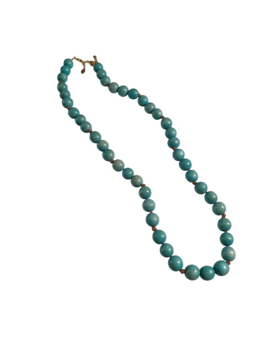 Blue Beaded Necklace Lightweight Wooden Round Beads Adjustable  Jewelry Gift